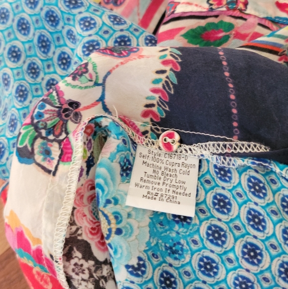 Johnny Was Patchwork Button Front Blouse, Size M - Picture 13 of 14